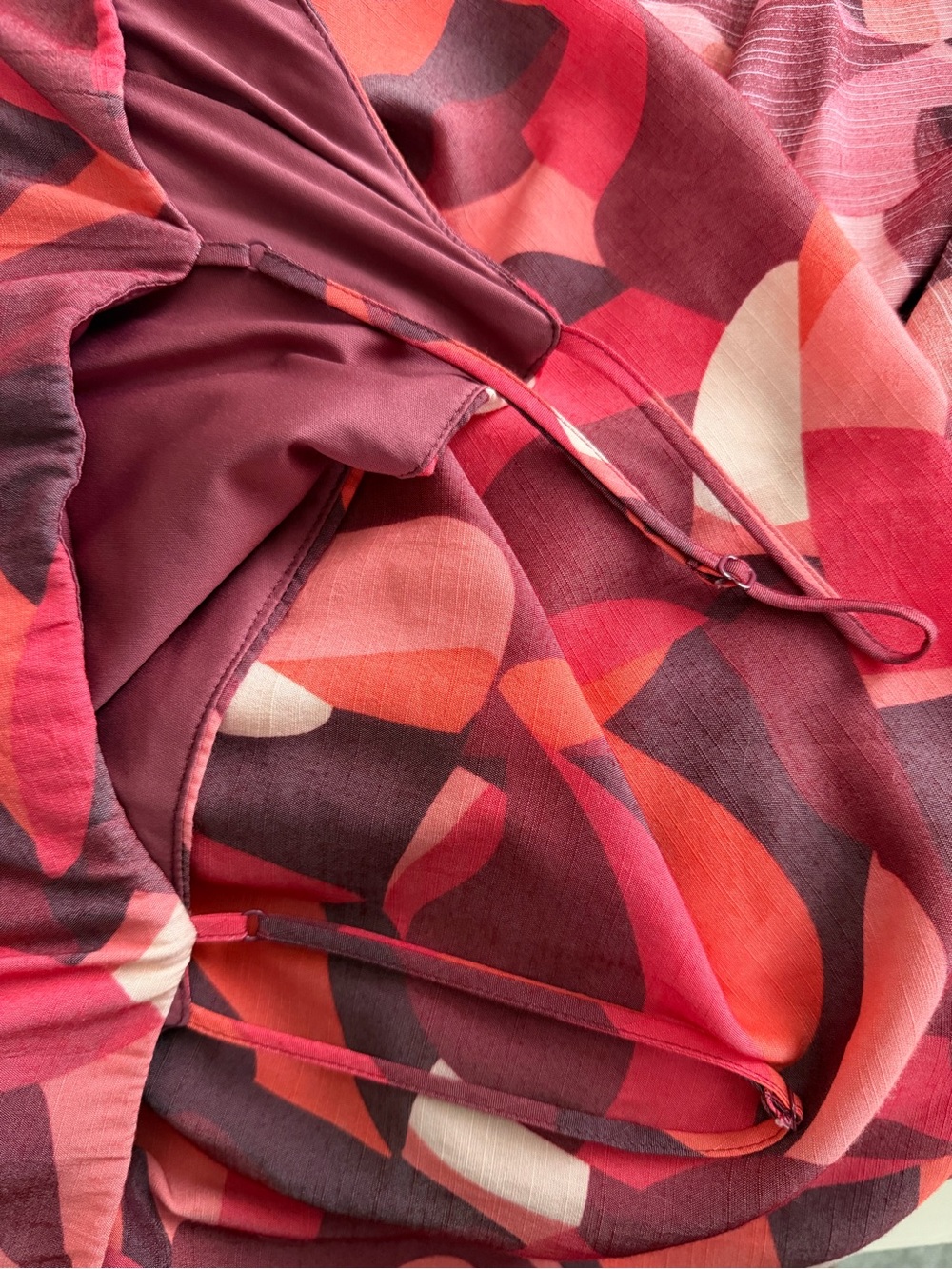 Nine West Red & Pink Abstract Print Spaghetti-Strap Maxi Dress - Picture 6 of 6